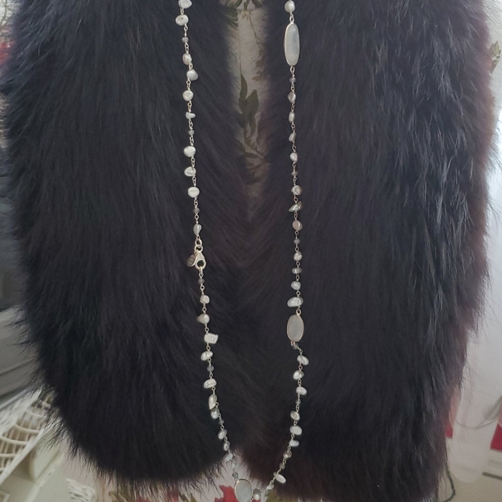 Victoria Wieck rainbow moonstone and pearl necklac